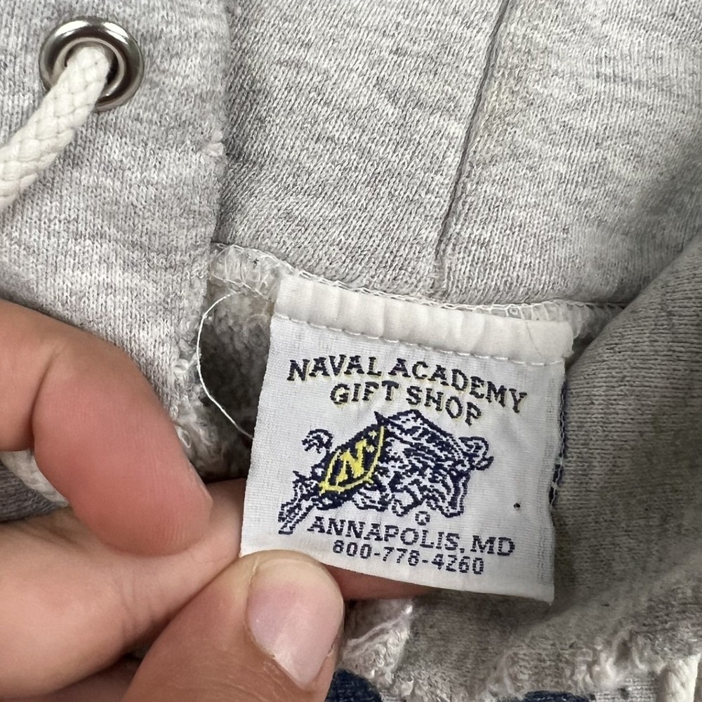 US Naval Academy Hoodie Mens XL Gray Navy Crest Pullover Distressed Sweatshirt - Picture 6 of 10
